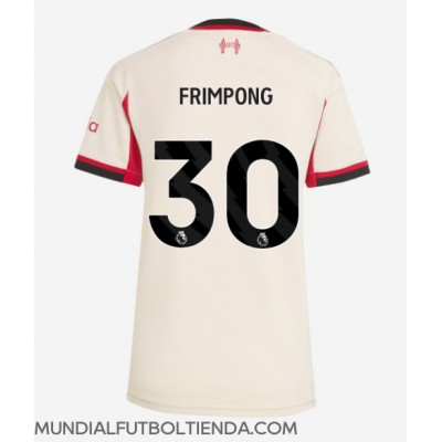 Camiseta Liverpool Jeremie Frimpong #30 Segunda Equipación Replica 2025-26 para mujer mangas cortas Camiseta Liverpool Jeremie Frimpong #30 Segunda Equipación Replica 2025-26 para mujer mangas cortas